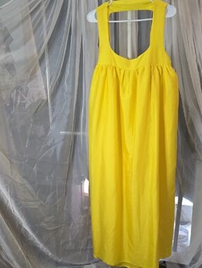 #240 Anthropologie PINNACLE BY SHRUTI SANCHETI yellow babydoll maxi dress Size L